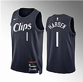 Men's Los Angeles Clippers #1 James Harden Navy 2023-24 City Edition Stitched Jersey Dzhi,baseball caps,new era cap wholesale,wholesale hats